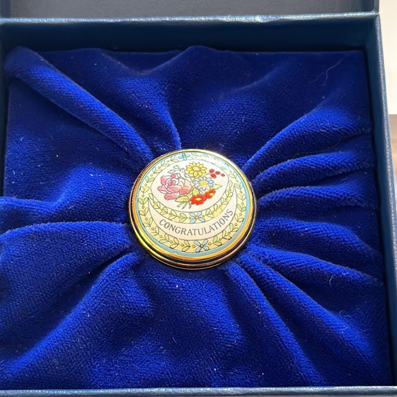Halcyon Days Enamel “Congratulations” Trinket Box In Original Box W/Paperwork - Picture 2 of 4